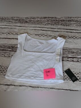 wild fable White Square-Neck Cropped Tank